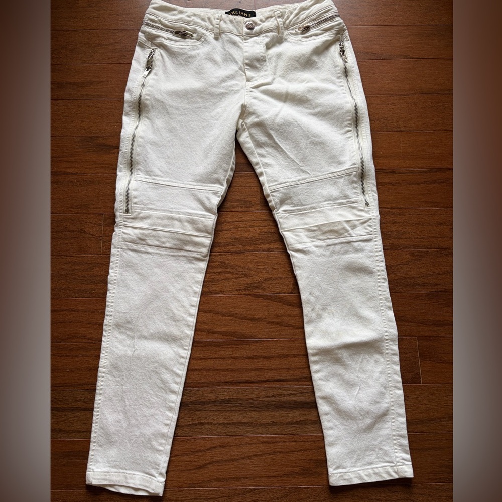 Valiant Paris Women's White Skinny Moto Jeans Size Large